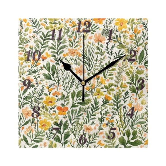 Vibrant Flower Field Wall Clock Square Clock Decoration Creative Clock Dual Use Black Pointer 7.78in