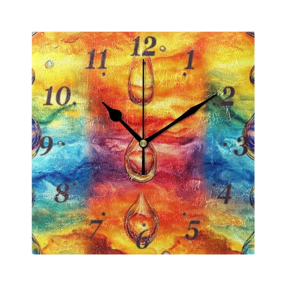 Water Droplets Pattern Wall Clock Square Clock Decoration Creative Clock Dual Use Black Pointer 7.78in