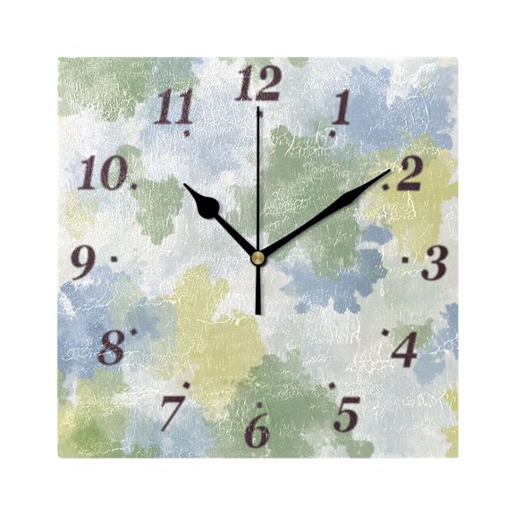 Watercolor Pattern Design Wall Clock Square Clock Decoration Creative Clock Dual Use Black Pointer 7.78in