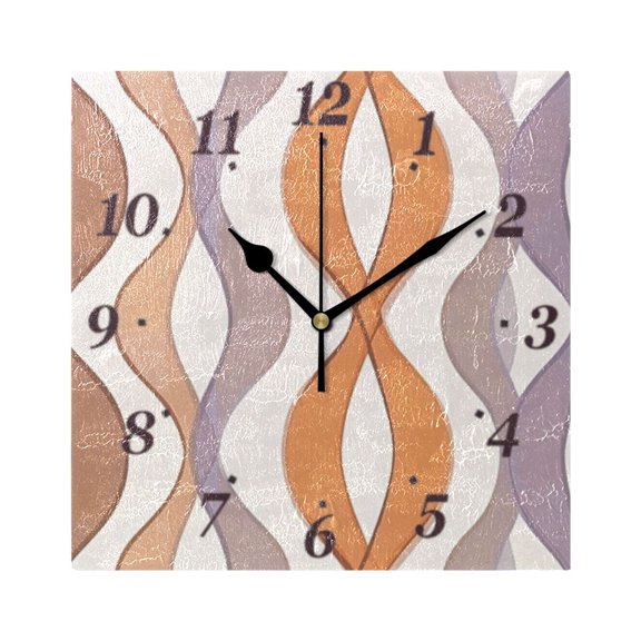 Wavy Line Pattern Wall Clock Square Clock Decoration Creative Clock Dual Use Black Pointer 7.78in