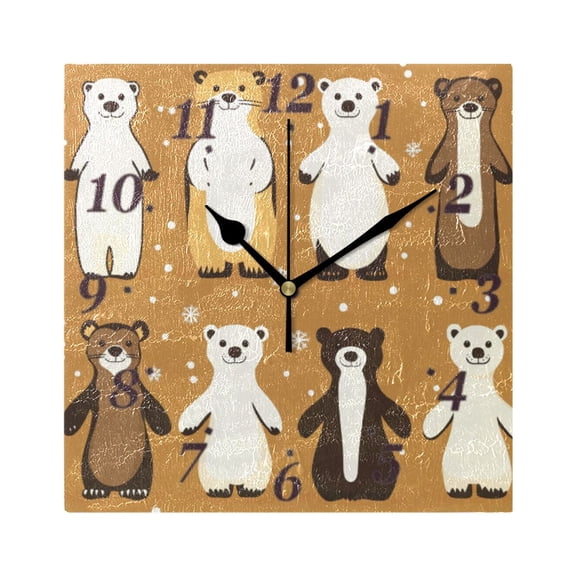 Winter Friends Wall Clock Square Clock Decoration Creative Clock Dual Use Black Pointer 7.78in