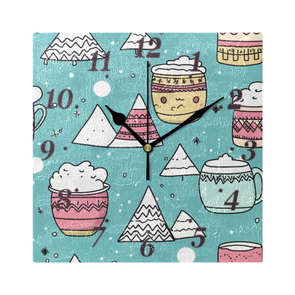 7.78in Winter Themed Design Square Wall and Table Clock Dual Use Vintage Design in Black or Gold