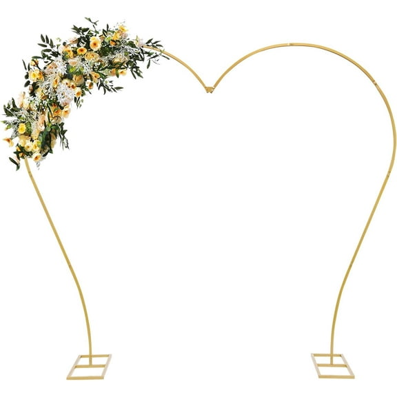 7.7ft Large Heart-Shaped Balloon Arch Stand,Metal Arch Backdrop Stand,Gold Heart Shaped Backdrop Arch for Weddings, Birthday Parties, Engagements,Parties, Graduation Season Parties