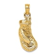thumbnail image 1 of 7.7mm 10k Solid Yellow Gold 2-d Polished Textured Single Boxing Glove Charm Pendant Necklace for Women, 1 of 2