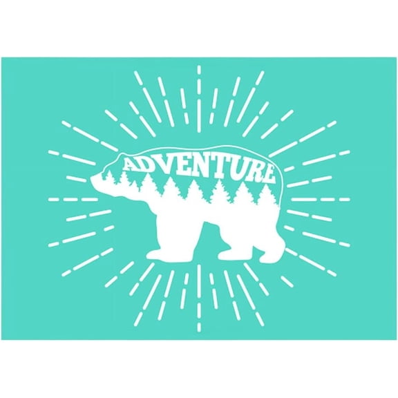7.7x5.5 Inch Silk Screen Printing Stencil Self-Adhesive Silk Screen Mesh Transfer Adventure Bear Pattern Mesh Transfers
