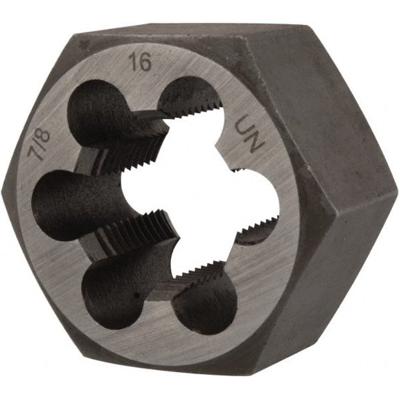 7/8-16 UNS RH Thread, 1-5/8" Hex Rethreading Die Carbon Steel, 7/8" Thick