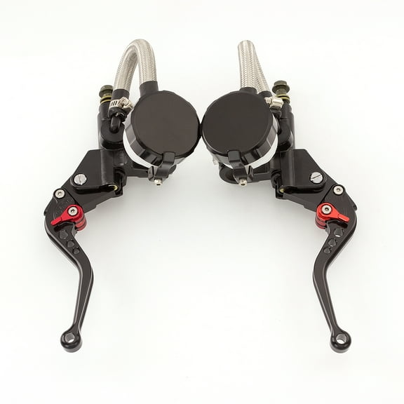 7/8" 22mm Motorcycle CNC Master Cylinder Dual Hydraulic Brake Clutch Levers Kit Reservoir Pump for 125cc-500cc Black