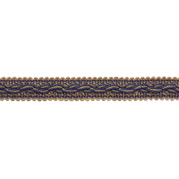 7/8" (2cm) Baroque Collection Scroll Gimp Braid Trim # 0078BG, Navy Beige Blue #5817 (Navy Blue, Royal Blue, Golden Beige) Sold By The Yard (36"/3 ft/0.9m)
