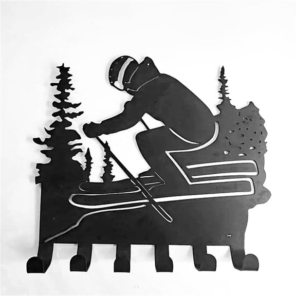 7.8 6.57 Inches Crafts New Ski Hook Metal Wall Art Wall Decoration Ski Rack Metal Crafts Home Decoration Hanging Umbrella Practical Decorations