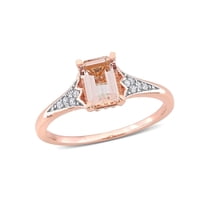 7/8 Carat (Ctw) Octagon Morganite Ring in 10K Rose Pink Gold with Diamonds for Women