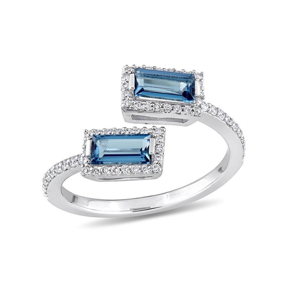 Everly Women's Topaz and Diamond 14k White Gold Ring