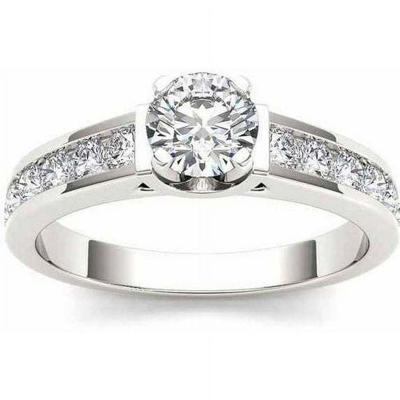 7/8 Carat T.W. Diamond Classic 14kt White Gold Engagement Ring