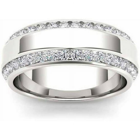 7/8 Carat T.W. Diamond Men's 14kt White Gold Wedding Band