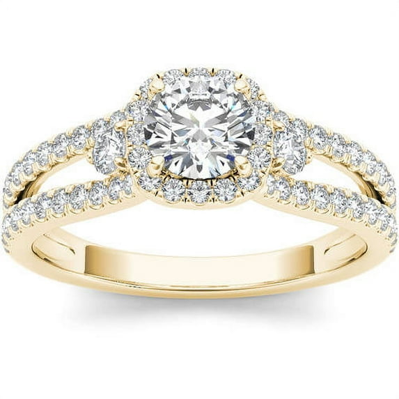 7/8 Carat T.W. Diamond Three-Stone Engagement Ring in 14kt Yellow Gold