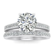 7/8 Carat TW Natural Round Diamond Bridal Set Engagement Ring in 10k White Gold (G-H, I2-I3, 7/8ctw)