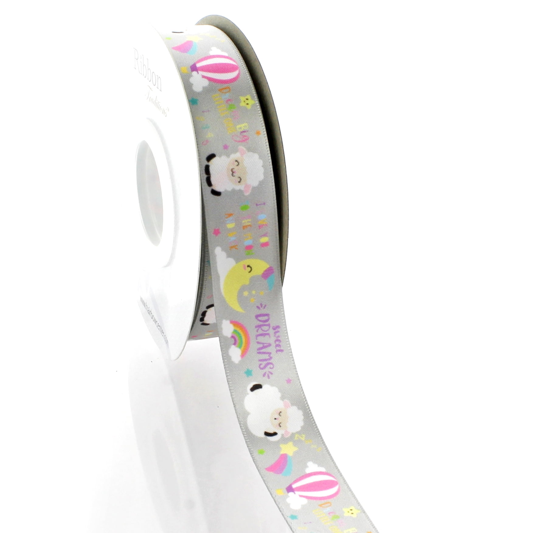 7/8" Goodnight Baby Satin Ribbon 100 Yards