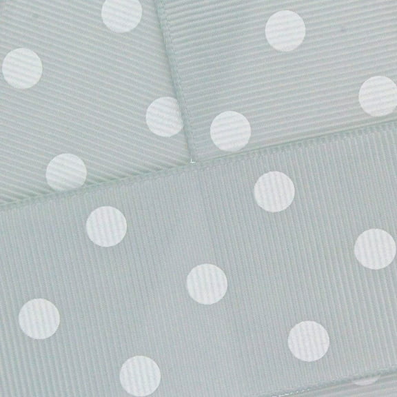 7/8" Grosgrain Ribbon White Dots 007 Grey 5 Yard