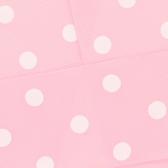 7/8" Grosgrain Ribbon White Dots 117 Light Pink 100yd