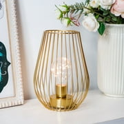 TRIROCKS 7.8H Cage Shape Cordless Table Lamp Battery operatedGold