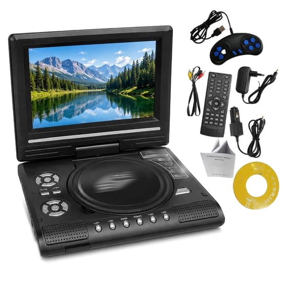 7.8" HD Portable DVD/EVD Player, 270 Swivel Screen Rechargeable DVD/CD Player with USB SD for Car Travel
