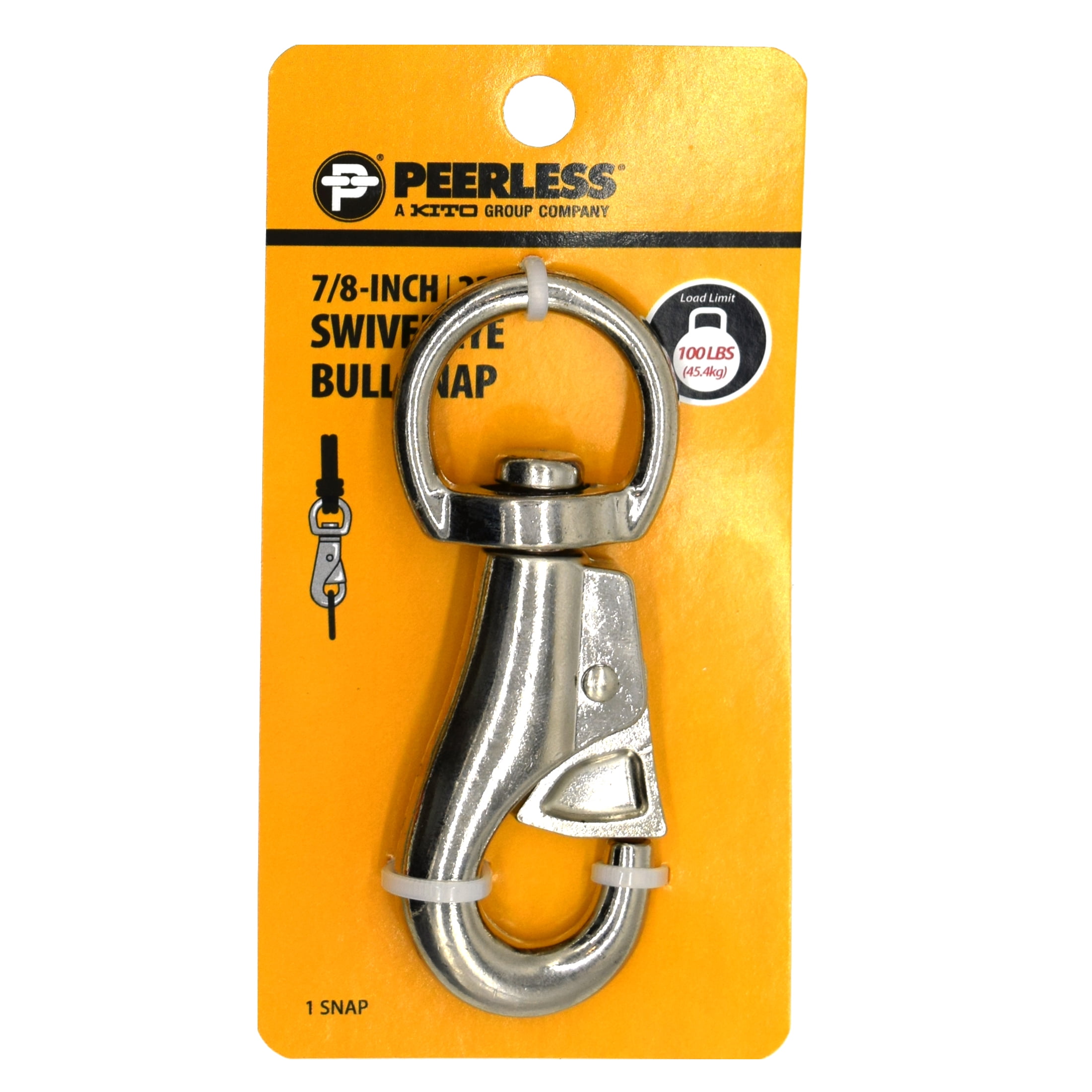 Peerless Chain 7/8 Heavy Duty Nickel Plated Swivel Eye Bull Snap - Each
