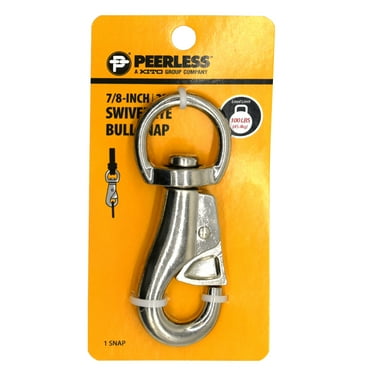 7/8" Heavy Duty Swivel Eye Bull Snap, Nickel Plated, Peerless Chain Company, #4710338