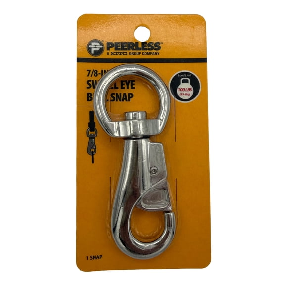 7/8" Heavy Duty Swivel Eye Bull Snap, Nickel Plated, Peerless Chain Company, #4710338