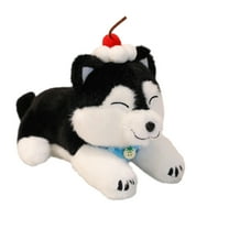 7.8" Husky Dog Plush Toy – Lying Down Cartoon Puppy with Scarf, Soft Cuddly Stuffed Animal, Decorative Plush Gift for Home, Sofa, Bed, Perfect Christmas Gift