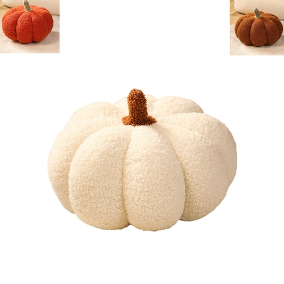 7.8 Inch 3D Realistic Plump Pumpkin‑Shaped Plush Pillow, Soft Fluffy Sofa Throw Cushion for Autumn Halloween Home Farmhouse Decor