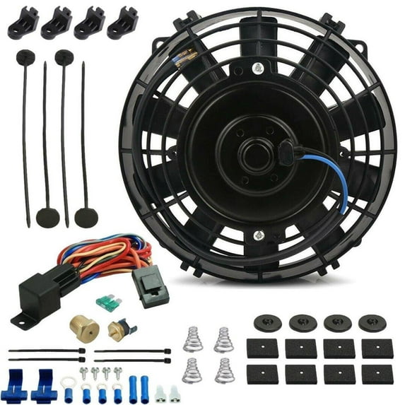 7-8 Inch 90w Electric Cooling Fan NPT Thermostat Temperature Switch Kit