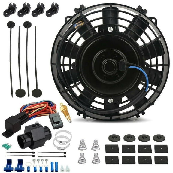 7-8 Inch 90w Electric Fans Cooler Hose Grounding Temperature Switch Kit