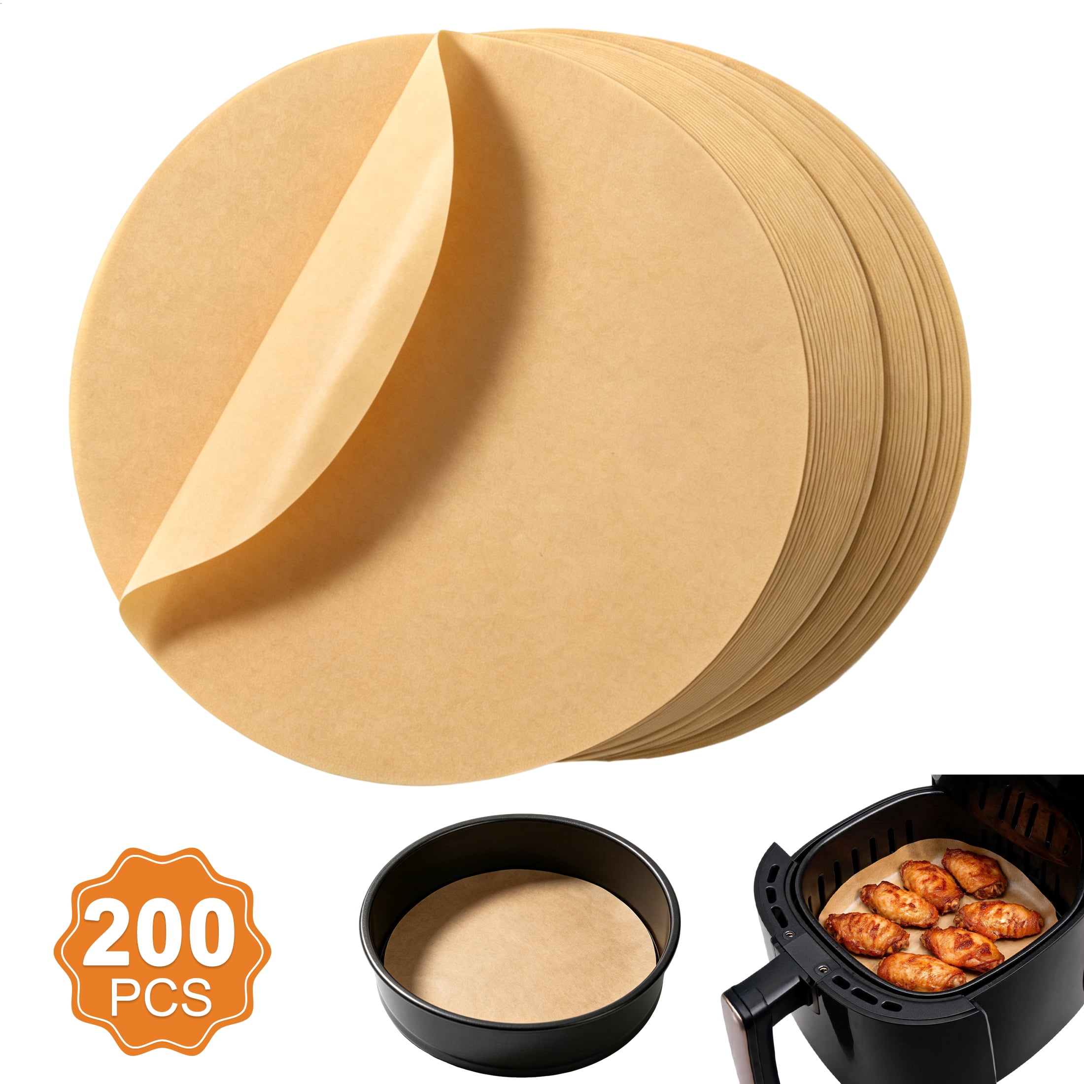 GARITIN 7.8 Inch Parchment Paper Rounds, 200 Count Precut Unbleached Non‑Stick Parchment Circles for Baking Cakes & Pastries