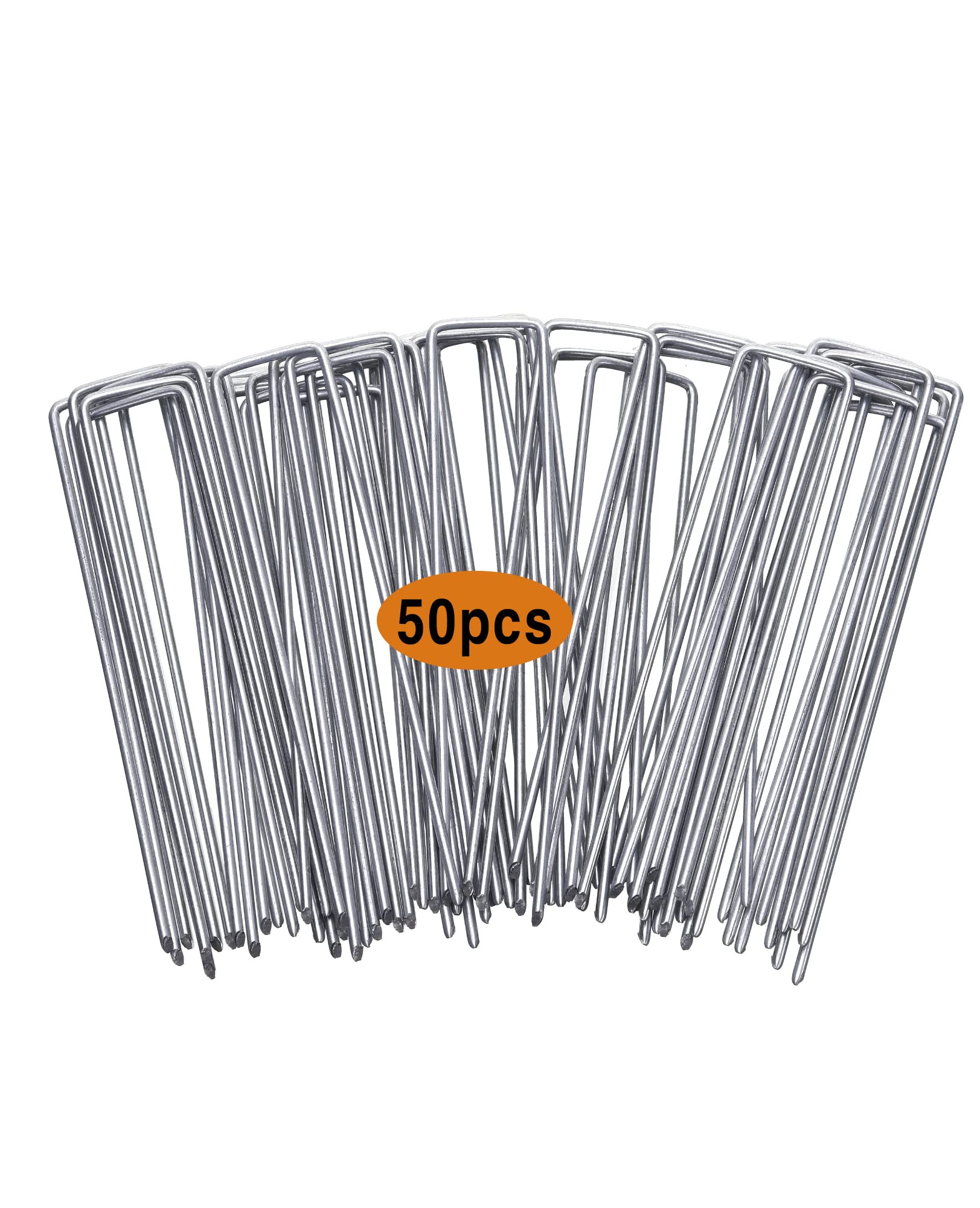 7.8 Inch Landscape Staples, 50 Pcs UType Garden Stakes for Securing