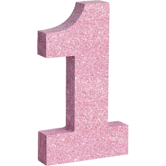 7.8 Inch Pink Glitter Number 1 Wooden Table Centerpiece Pink Birthday Party Decorations,Digit 1 for Birthday,New Year,Graduation,Bridal Shower,Anniversary Party Supplies(1 Pack)