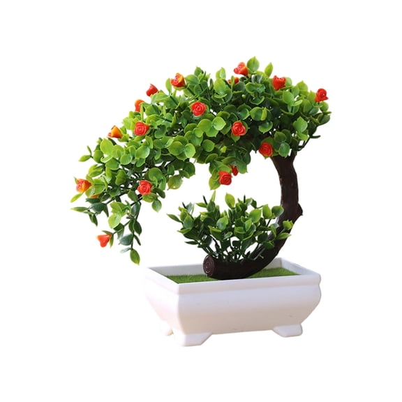 7.8-Inch Realistic Artificial Potted Greenery, Lifelike Faux Miniature Tree for Indoor Living Room, Dining Table and TV Cabinet Decor