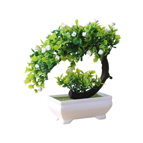 7.8-Inch Realistic Artificial Potted Greenery, Lifelike Faux Miniature Tree for Indoor Living Room, Dining Table and TV Cabinet Decor