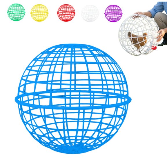 7.8 Inch Rollable Spherical Chicken Coop, Round Ball Type Free Range Pet Enclosure with Mesh Design, Portable Small Animal Activity Cage for Chickens Rabbits Outdoor Yard (Blue)