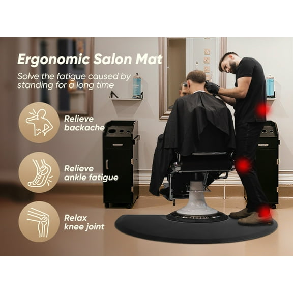 7/8 Inch Thick Barber Cutting Chair Salon Floor Mats for Beauty Hair Stylist Station Anti Fatigue (Black, 5 Ft 3 Ft Rectangle)