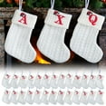 thumbnail image 1 of 7.8 Inches White Mini Christmas Stocking, Red Initial Monogram Embroidered Lettetr Christmas Decor Stocking, Personalized Knit Mini Xmas Stocking for Family Holiday Xmas Tree Decor, 1 of 6