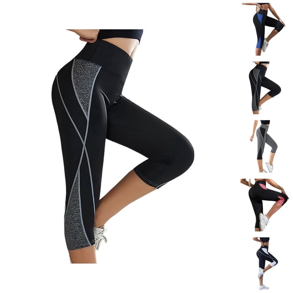 7/8 Length Yoga Pants High Waisted Workout Leggings Stretchy Athletic Tights Comfortable Compression Fitness Pants for Gym and Running