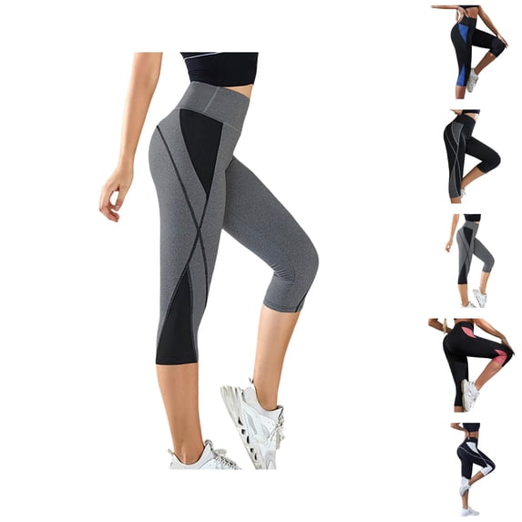 7/8 Length Yoga Pants High Waisted Workout Leggings Stretchy Athletic Tights Comfortable Compression Fitness Pants for Gym and Running