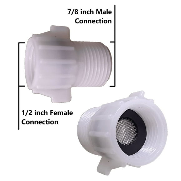7/8 Inch Male Pipe Adapter to 1/2 Female, Has Built in Screen for Straining built up sediment in the water by Nuflush (2)