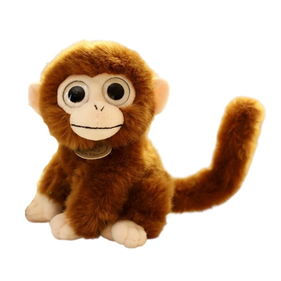 7.8" Monkey Plush with Big Eyes & Long Tail, Soft Stuffed Animal Plush Monkey Stuffed Monkey for Home Decor Office Birthday Gift for Family Friends Lover, Brown