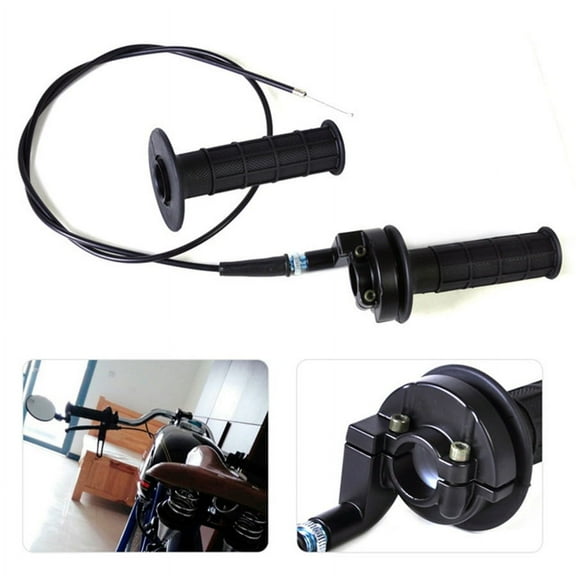 7/8" Motorcycle Dirt Bike Black Throttle Rod Hand Grips Housing with Throttle Cable
