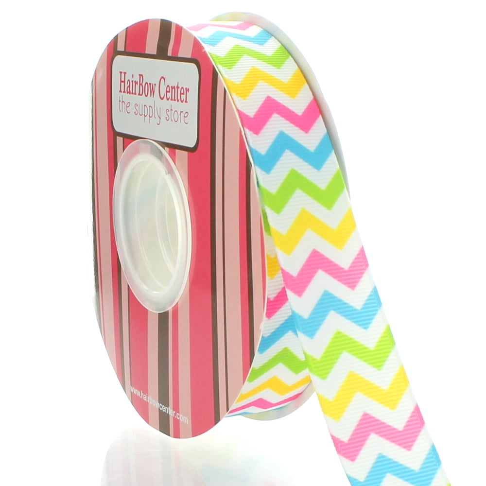 7/8" Multi Stripe Chevron ZigZag Grosgrain Ribbon 100 Yard