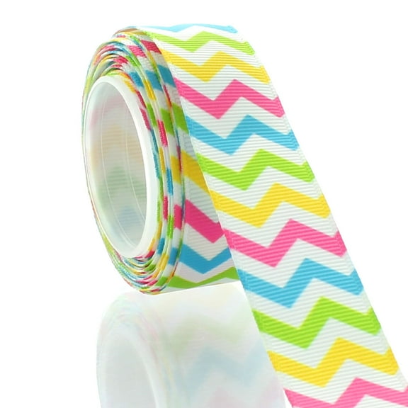 7/8" Multi Stripe Chevron ZigZag Grosgrain Ribbon 5 Yard