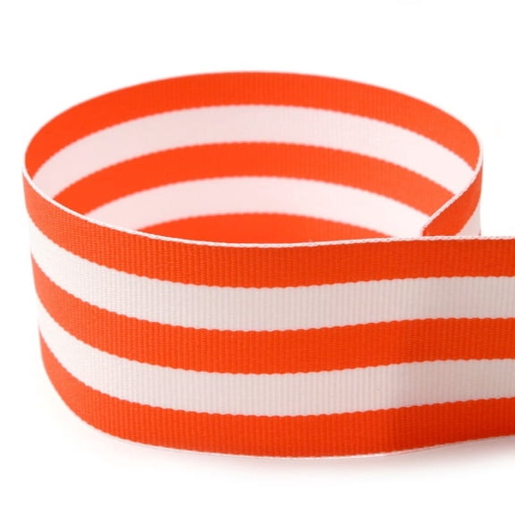 7/8 Orange & White Taffy Striped Grosgrain Ribbon - 100 Yards - USA Made