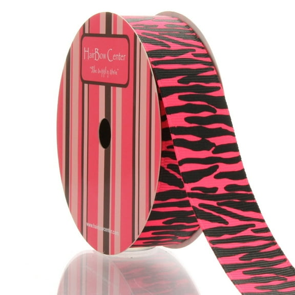 7/8" Passion Fruit/Black Zebra Grosgrain Ribbon 50 Yard