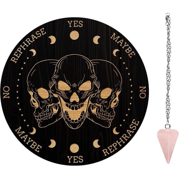 7.8" Pendulum Board Wooden Dowsing Planchette with Rose Quartz Dowsing Pendulums Divination Tools for Spirit Decoration -