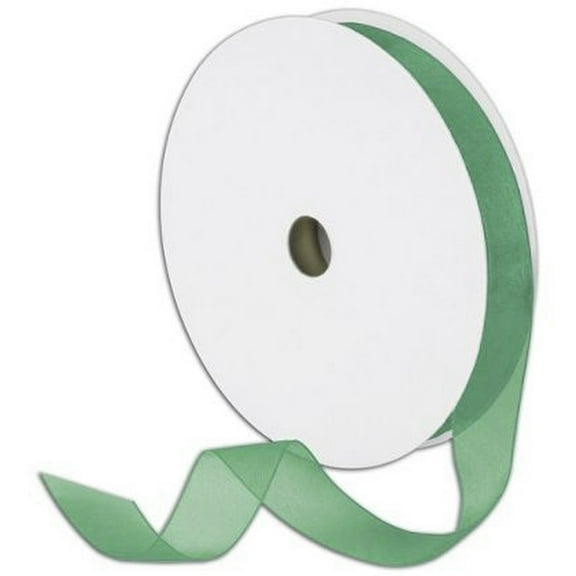 7/8" Plain Sheer Organza Nylon Ribbon 25 Yards - Hunter Green